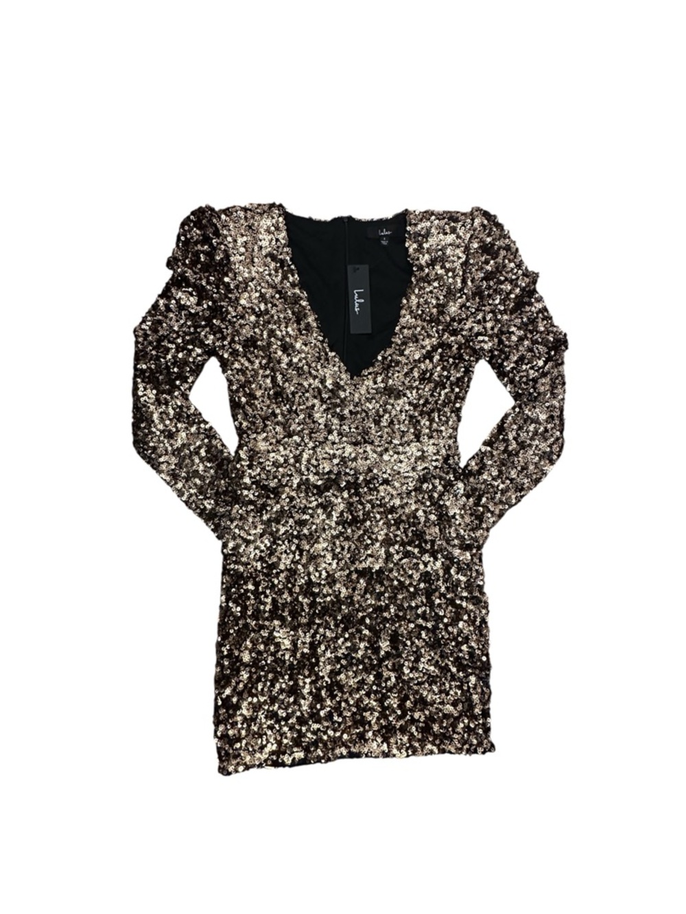 Lulus Brand New You Gold Sequin Glitter Bodycon Mini Dress NWT Womens Small 80s - Picture 4 of 12